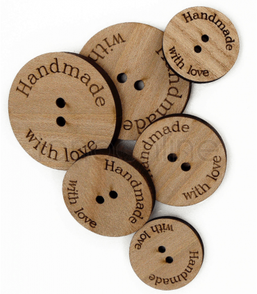 Hand Made Whith Love Button - Wood