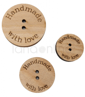 Bottone Hand Made Whith Love - Legno