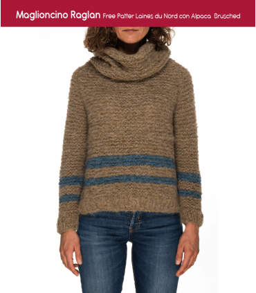 Raglan sweater pattern, free, made with Alpaca Brusched yarn