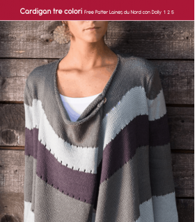 Cardigan three colors pattern, free, made with Dolly 125 yarn