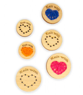 Knit With Love Button - Wood
