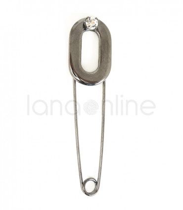 Metal Brooch - Oval with Rhinestones