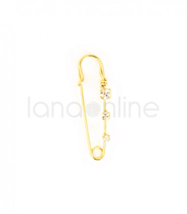 Metal Brooch - 3 Rhinestones