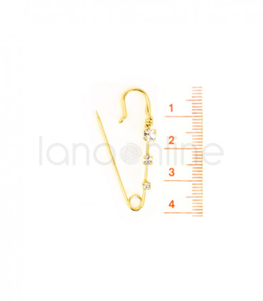 Metal Brooch - 3 Rhinestones