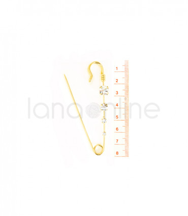 Metal Brooch - 4 Rhinestones