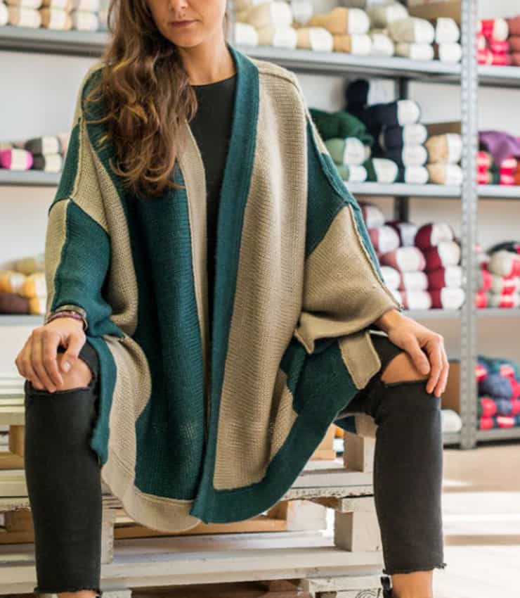 Giacca Mantella a Righe Verticali